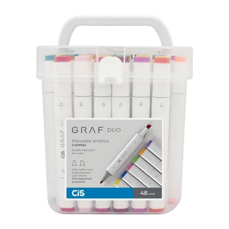 Marcador Artístico Graf Duo CIS 48 Cores 2 Pontas