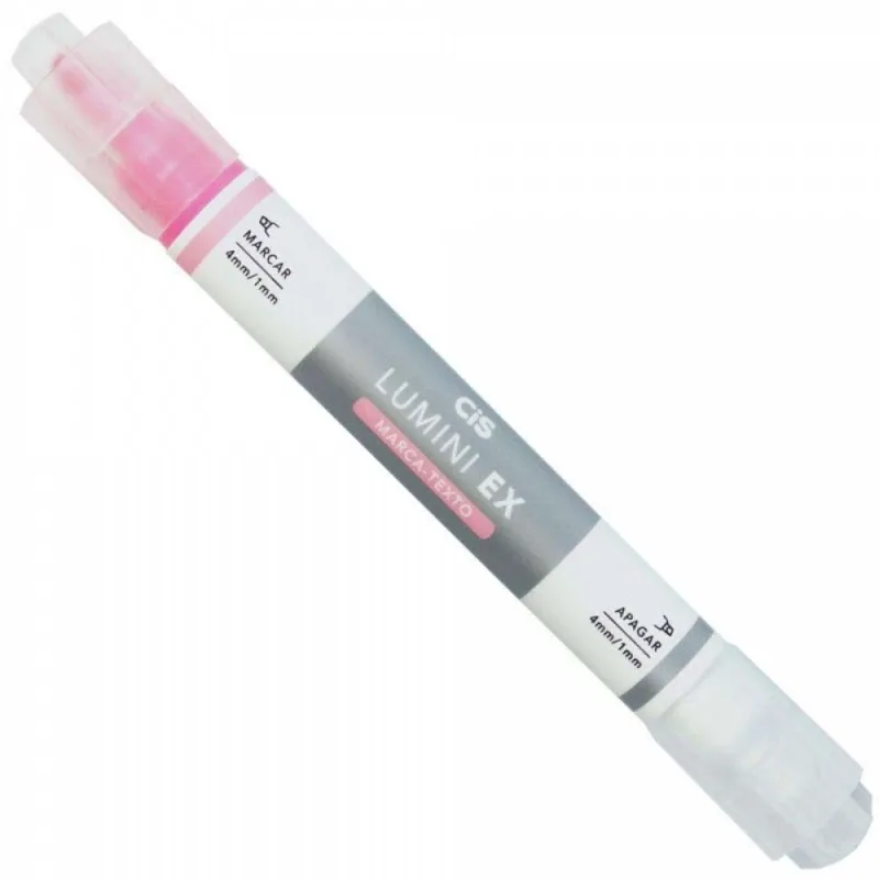 Caneta Marca Texto Apagável Lumini EX Rosa 2 pontas - Cis