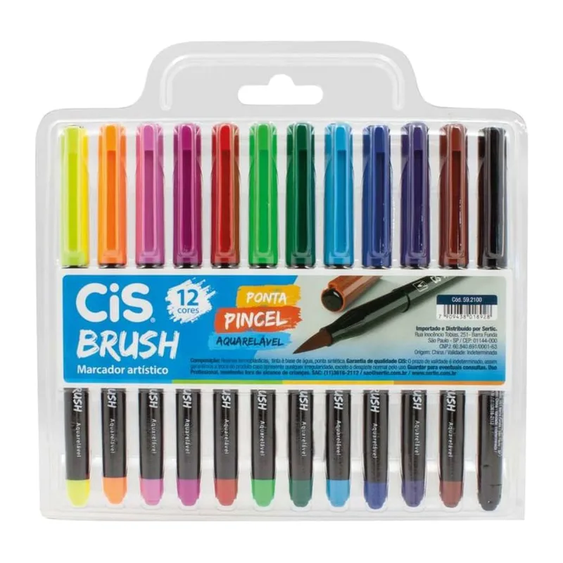 Marcador Artístico Brush CIS 12 Cores Estojo