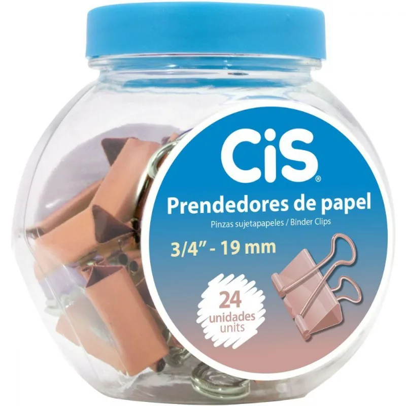 Prendedor De Papel Rose Gold 19mm Cis C/24
