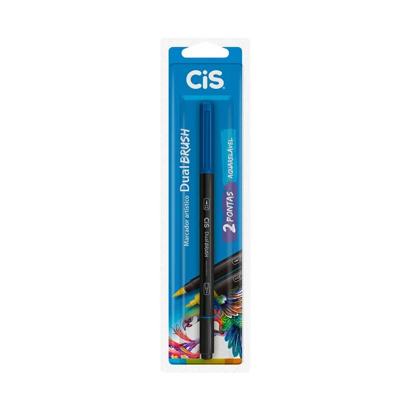 Marcador Artístico Cis Dual Brush Fine Aquarelável Azul Royal 0.8mm