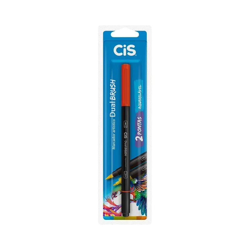 Marcador Artístico Cis Dual Brush Fine Aquarelável Vermelho 0.8mm