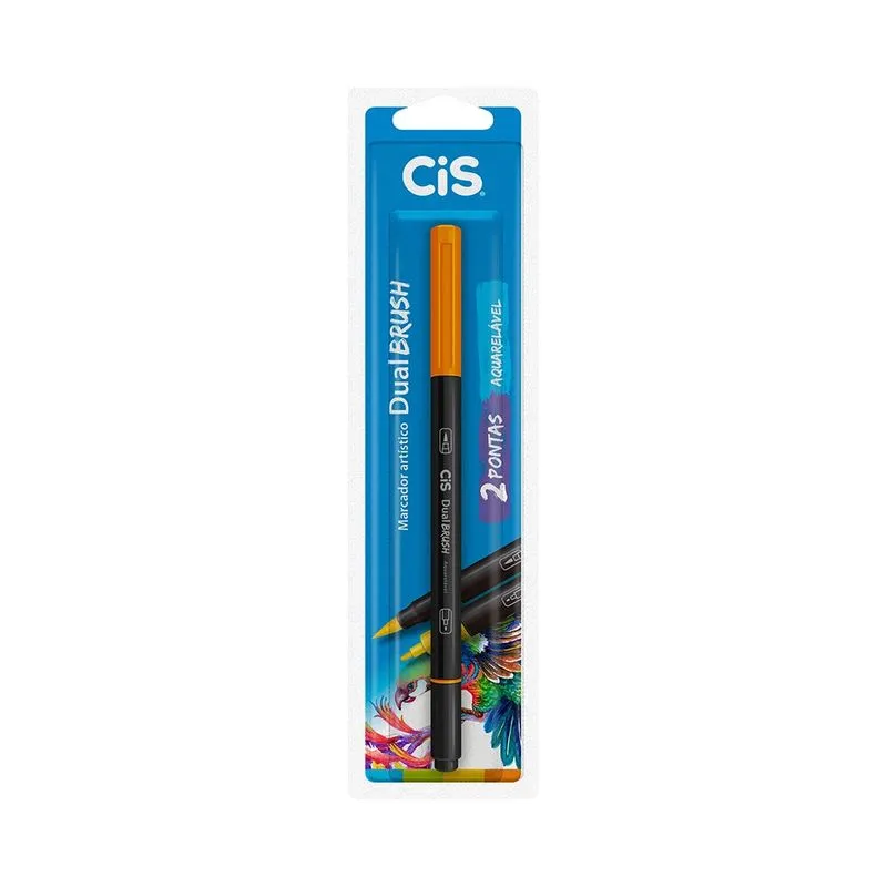 Marcador Artístico Cis Dual Brush Fine Aquarelável Laranja 0.8mm