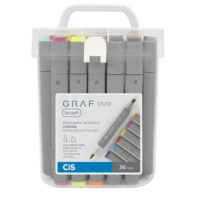 Marcador Artístico Graf Duo Brush Cis Estojo Com 36 Cores
