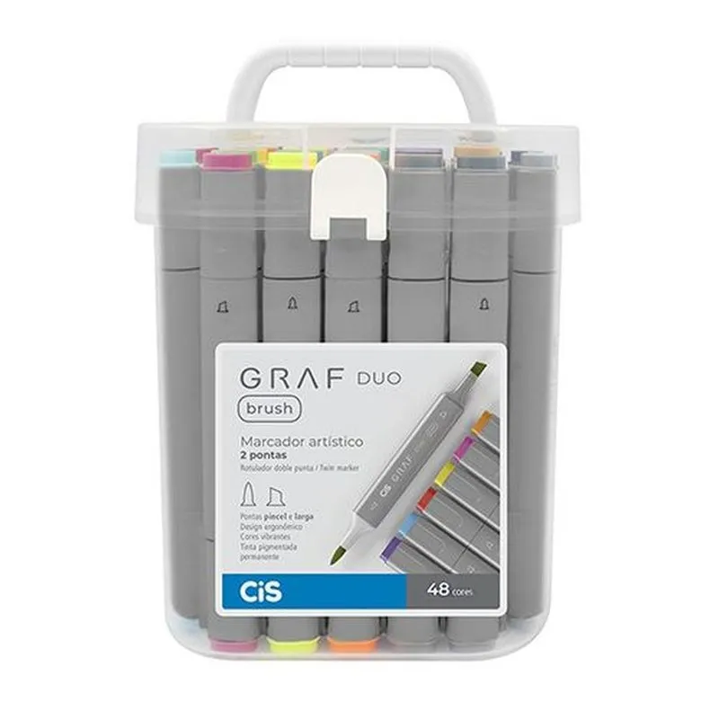 Marcador Artístico Graf Duo Brush Cis Estojo Com 48 Cores