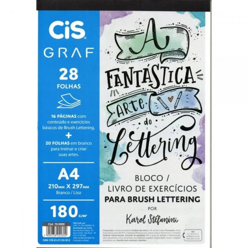 Bloco de Exercício Lettering 20folhas A4 180GM 70.0000 - Cis