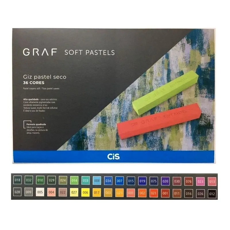 Giz Pastel Seco Cis Graf Soft Pastels com 36 Cores