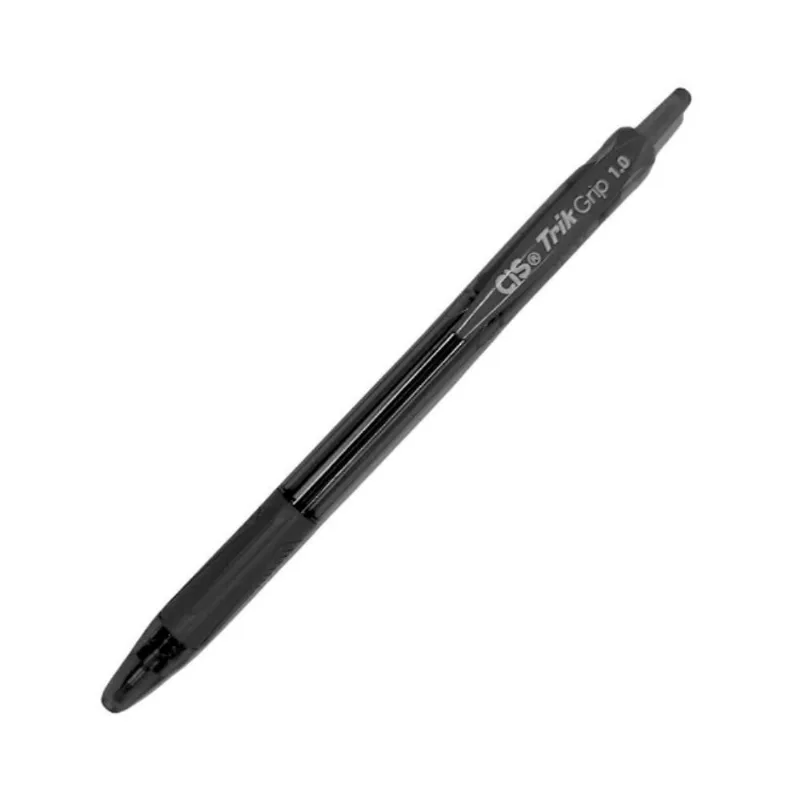 Caneta Esferográfica Retrátil Cis Trik Grip Ponta 1.0MM Grip Emborrachado 1 Unidade Preto
