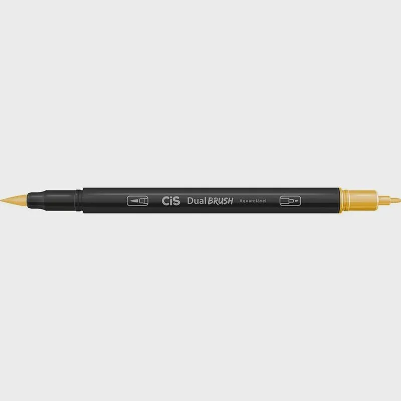 Marcador Artístico Cis Dual Brush 2 Pontas Amarelo Ouro
