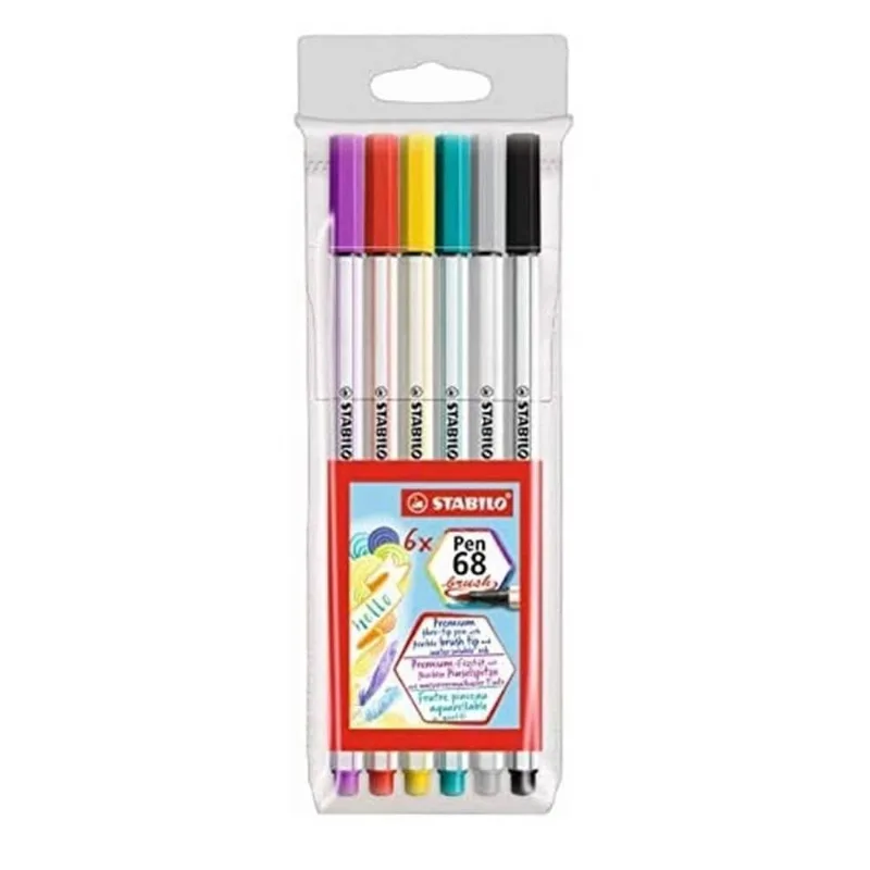 Caneta Pen Brush com 6 Cores - Stabilo