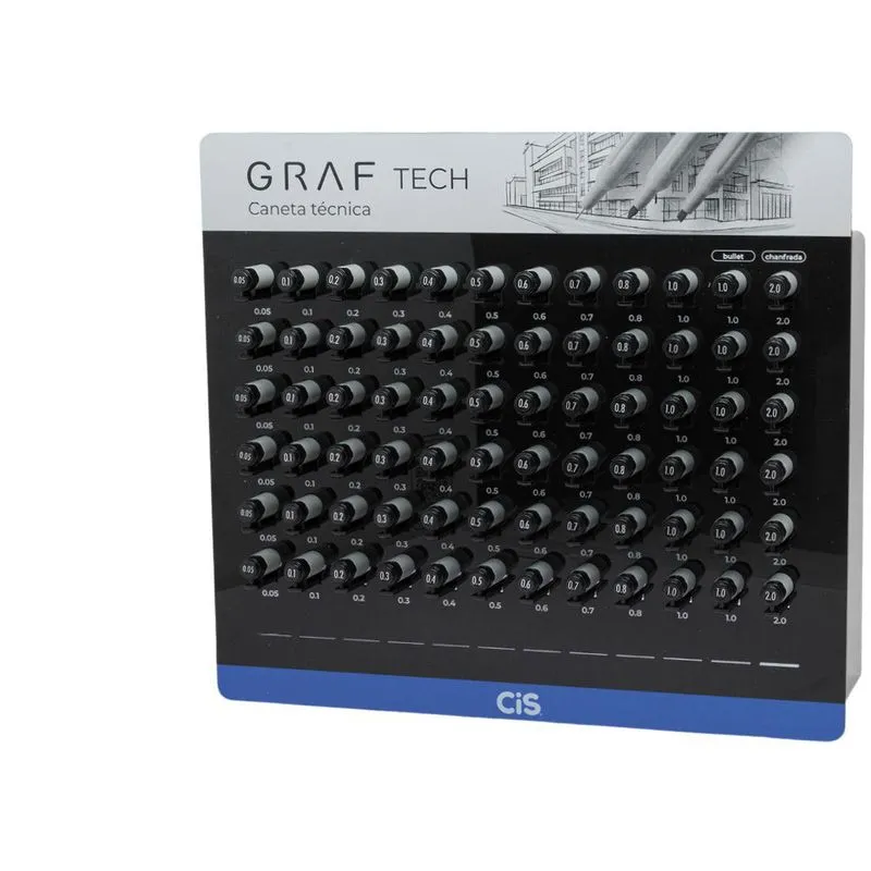 Caneta Técnica Graf Tech Sortidas Preta Display Com 72
