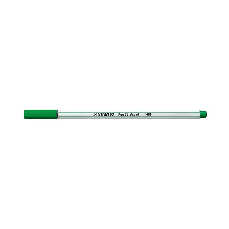 Caneta Hidrográfica Stabilo Pen 68 Brush Aquarelável Verde Oliva