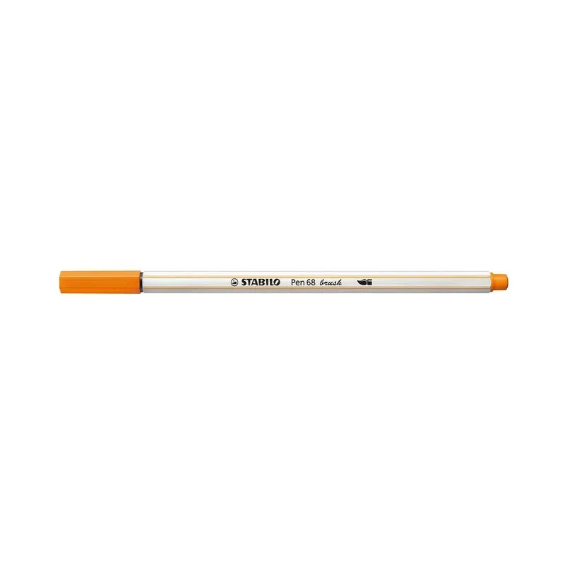 Caneta Hidrográfica Stabilo Pen 68 Brush Aquarelável Laranja