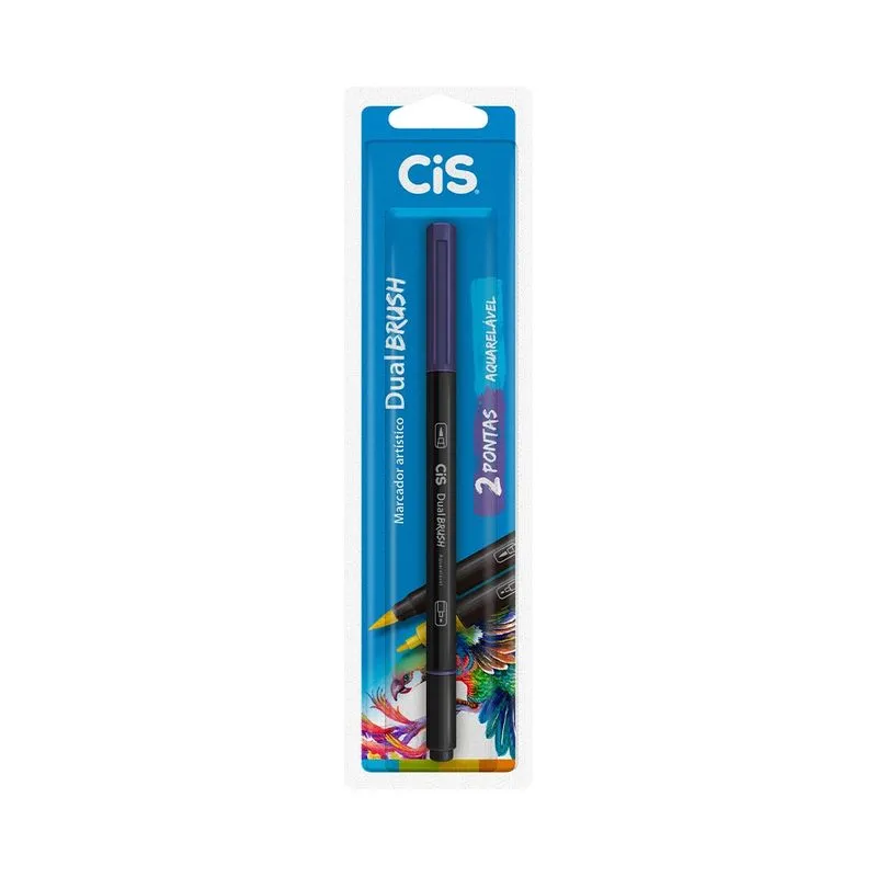 Marcador Artístico Cis Dual Brush Fine Aquarelável Roxo 0.8mm
