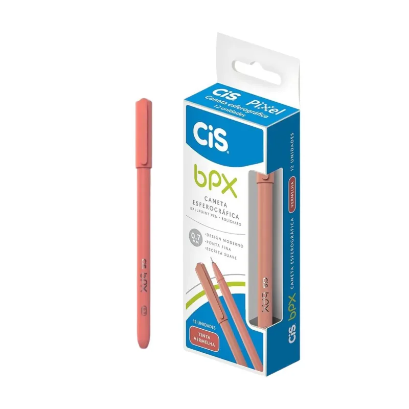 Caneta Bpx Esferografica 0,7 Vermelha Cis com 12 Unidades