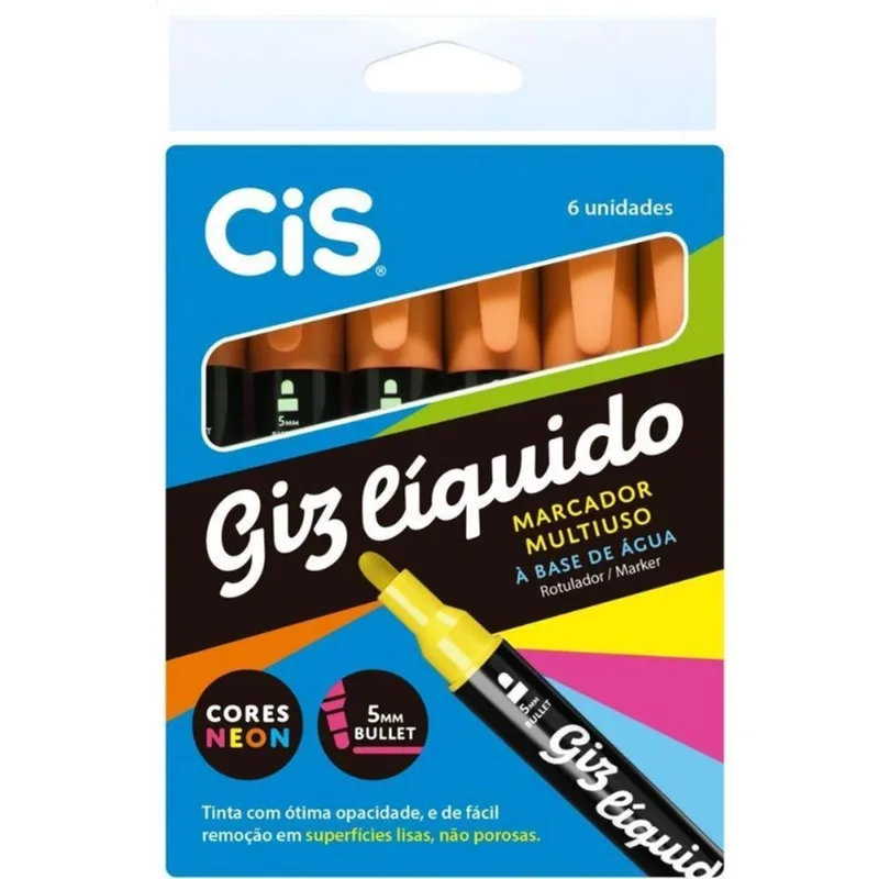 Giz Líquido Cis Ponta Ogiva 5mm Laranja
