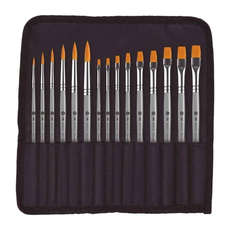 Conjunto 15 Pincéis Graf Brush CIS Redondo e Chato