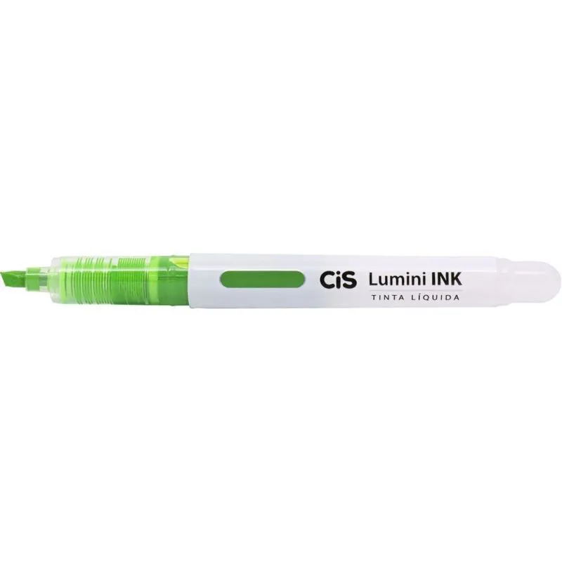 Caneta Marca Texto Cis Lumini Ink Verde Caixa Com 12Un