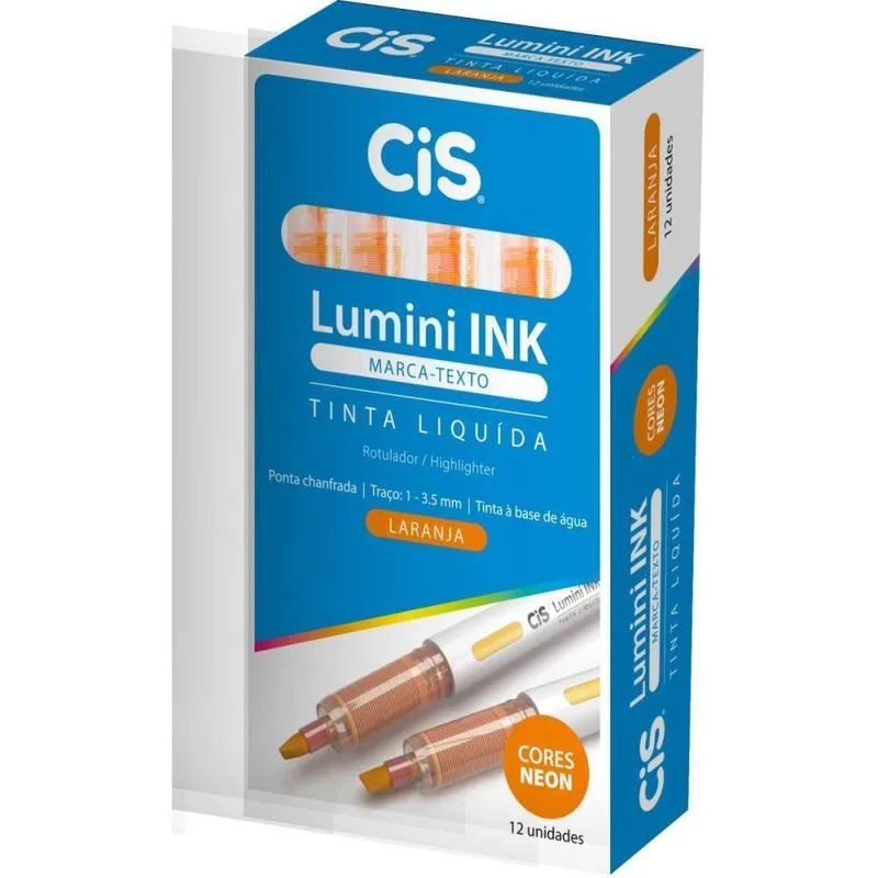 Caneta Marca Texto Cis Lumini Ink Laranja