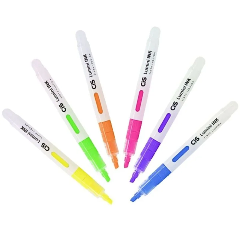 Marca Texto Lumini INK Tinta Liquida com 06 Cores - Cis