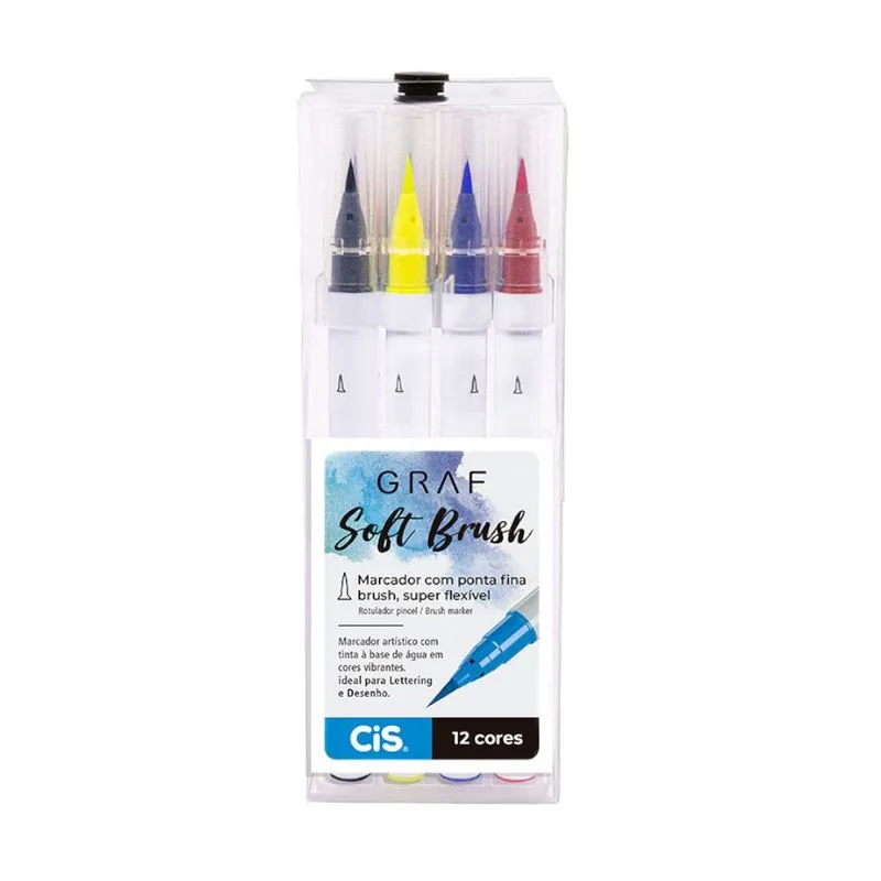 Marcador Artístico Cis Graf Soft Brush com 12 Cores