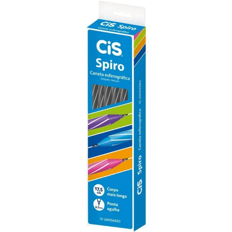 Caneta Esferografica CIS Spiro 0,7MM Preta
