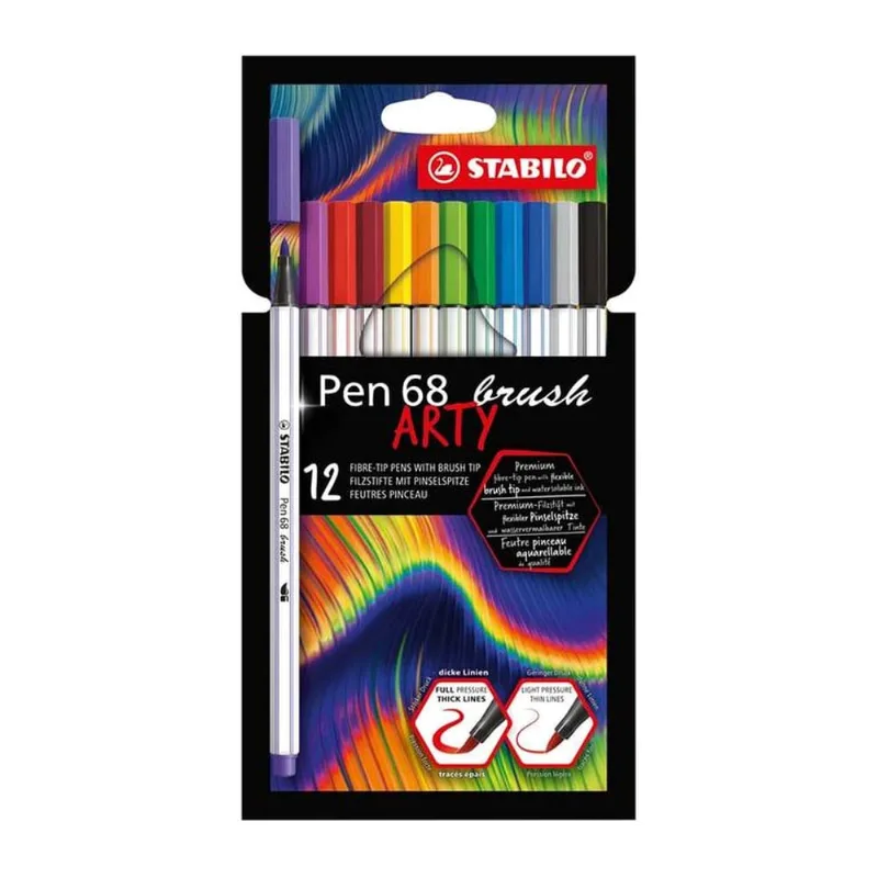 Pen Brush Arty 568 12 Cores Aquarelável Estojo STABILO
