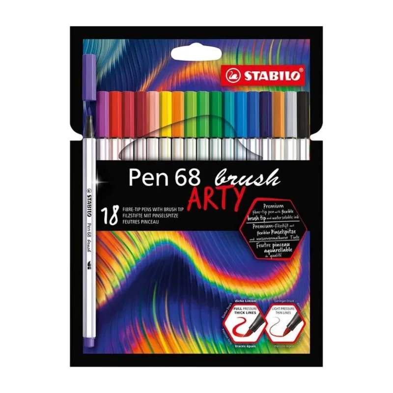 Caneta Pen Brush Arty 18 Cores Stabilo 568/18-21-20