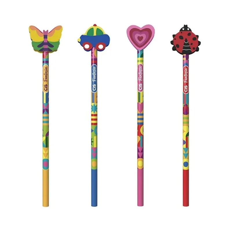 Lápis Hb Cis Fantasia Com Borracha Divertida Colorida Fofo Escrever Cor Fofo Escolar Anotações Aula