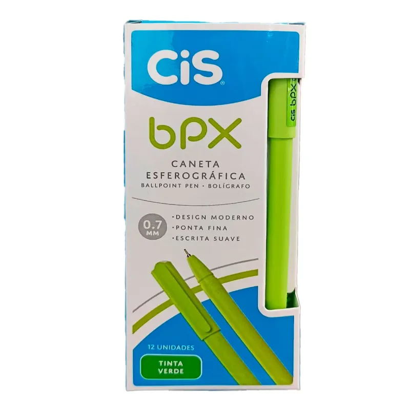 Caneta Bpx Esferografica 0.7 Verde Cis com 12 Unidades