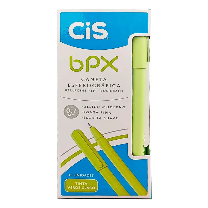 Caneta Bpx Esferografica 0.7 Verde Claro Cis com 12 Unidades