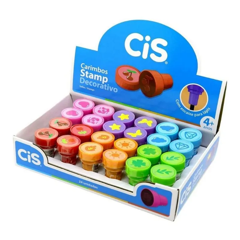 Carimbos Cis Stamp Decorativos Com 24 Unidades Divertido Caixa Sortido Temas Criativos Decoração