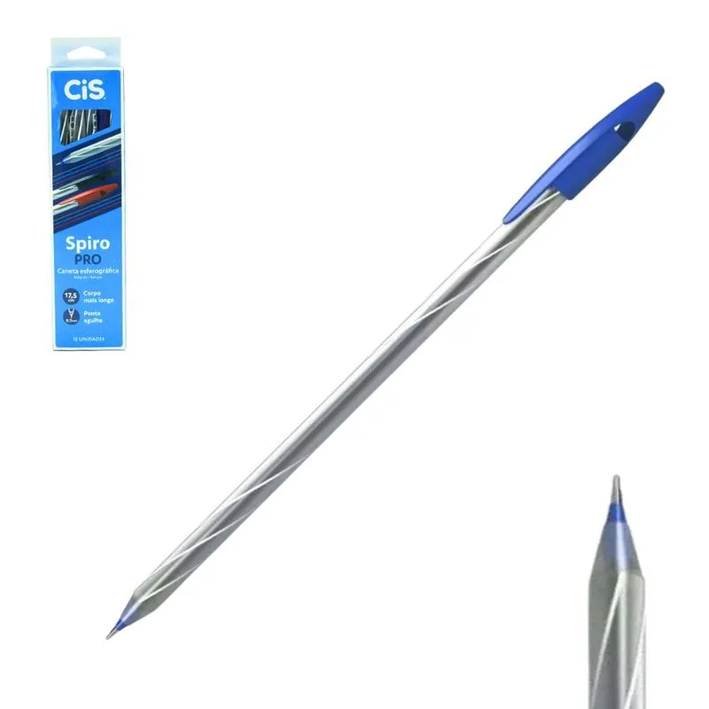 Caneta Esferográfica Spiro Pro 0.7mm Azul 0655 Cis - 12UN