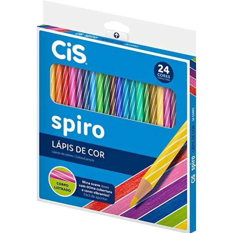 Lápis de Cor 24 Cores Corpo Listrado Spiro - CIS
