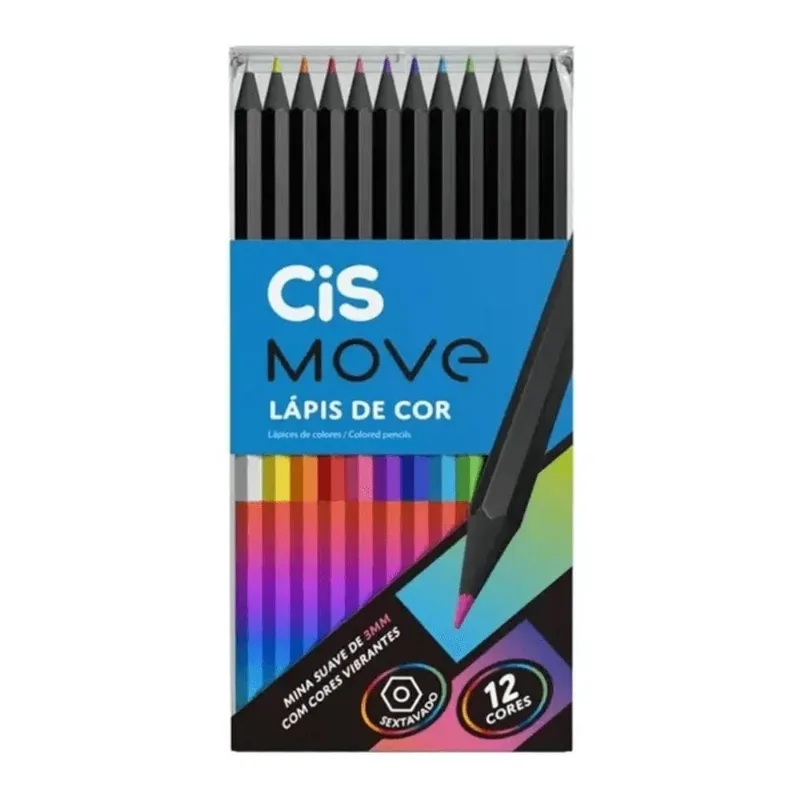 Lápis de Cor Move 12 Cores Vibrantes Triangular - Cis