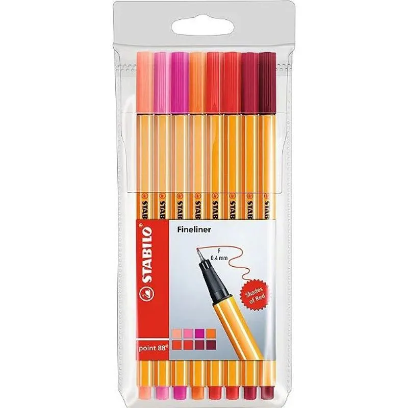 Stabilo Point 88 Estojo Caneta 0.4mm Tons Quentes c/ 8 Cores - 88/8-02