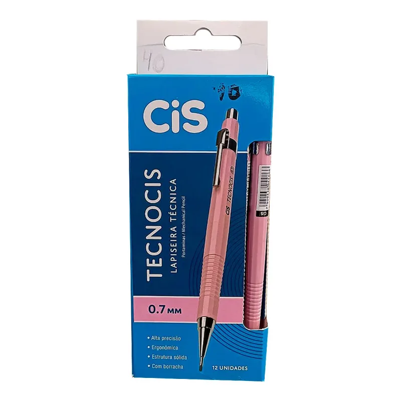Lapiseira Tecnocis 0.7 Rosa com 12 Unidades