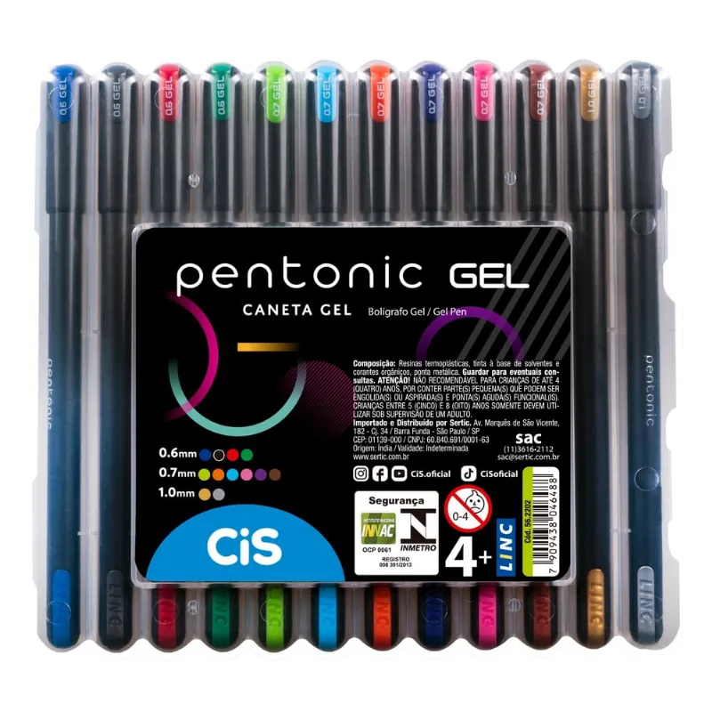 Caneta Gel Pentonic Cores Sortidas Estojo 12 Unidades