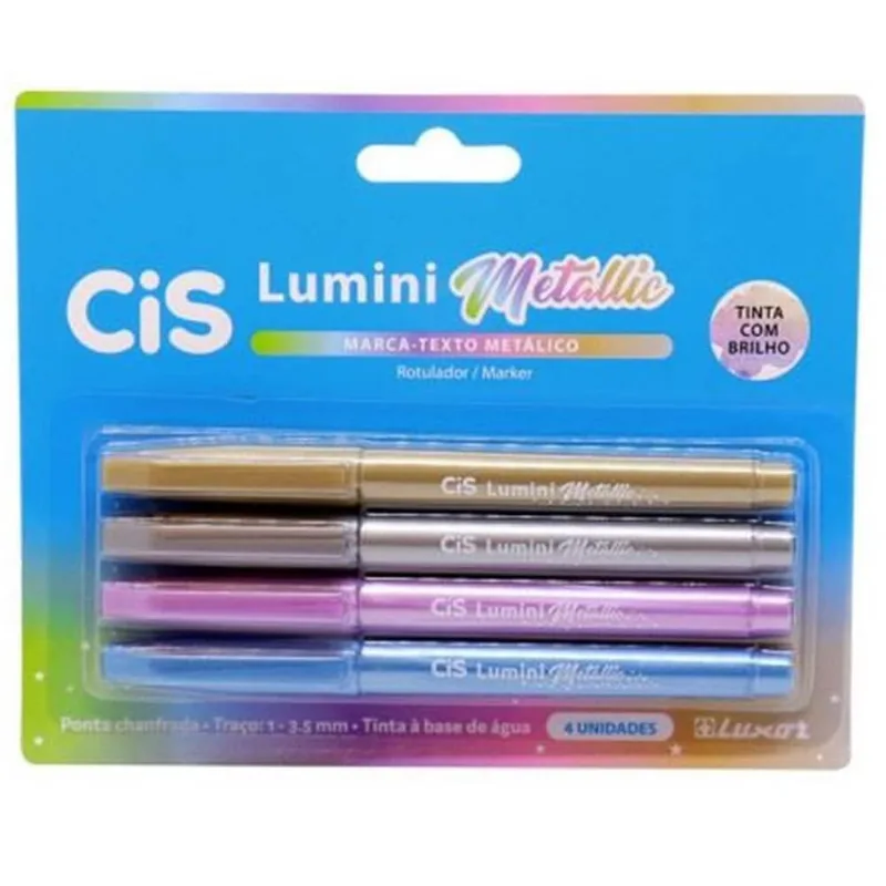 Marca Texto Lumini Metallic com 04 Cores (Ref. 48711) Cis