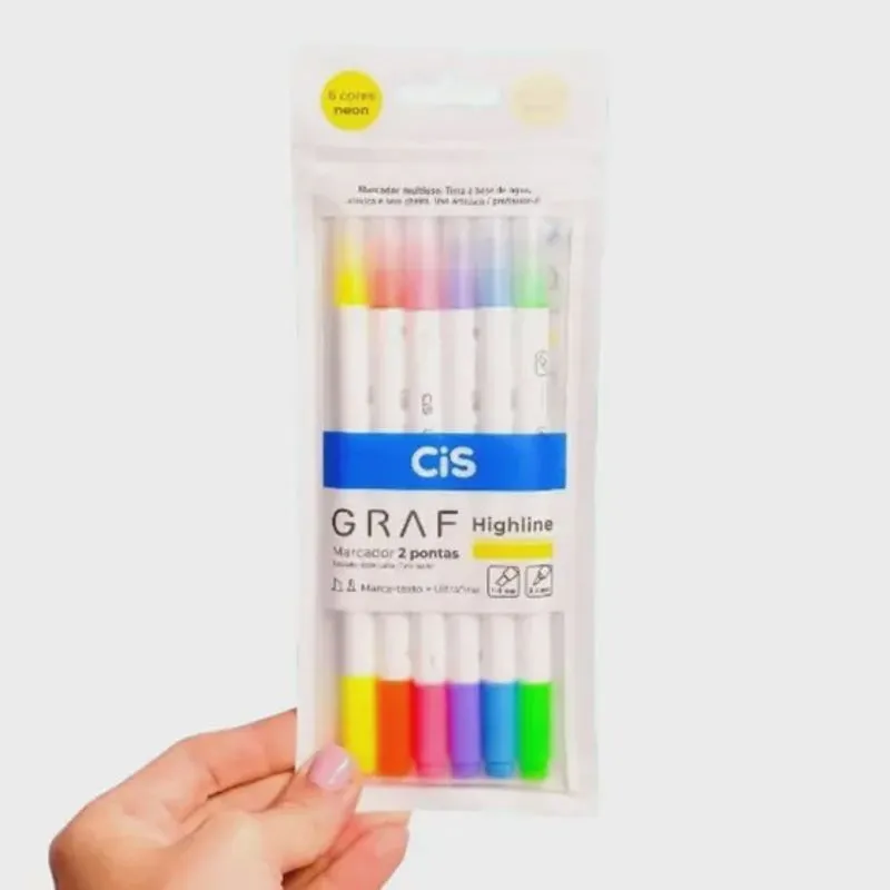 Marcador Artístico Graf Duo Highline Neon 6 Cores Cis 55.3415