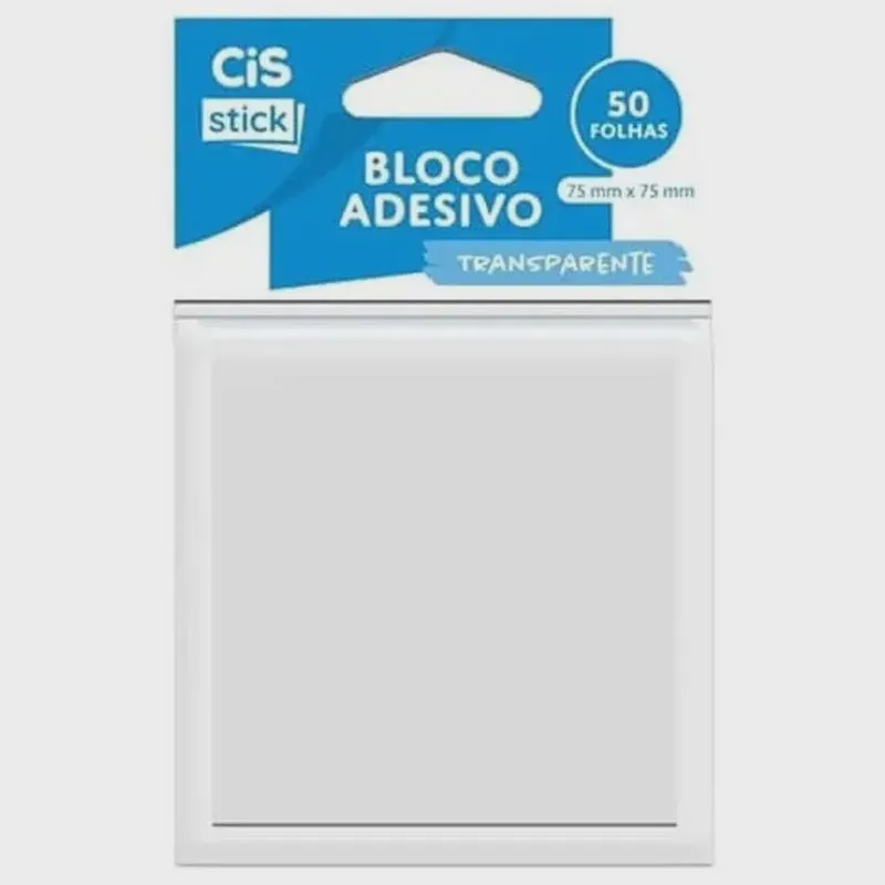 Bloco Adesivo Transparente Cis 75x75mm Cristal 50 Folhas