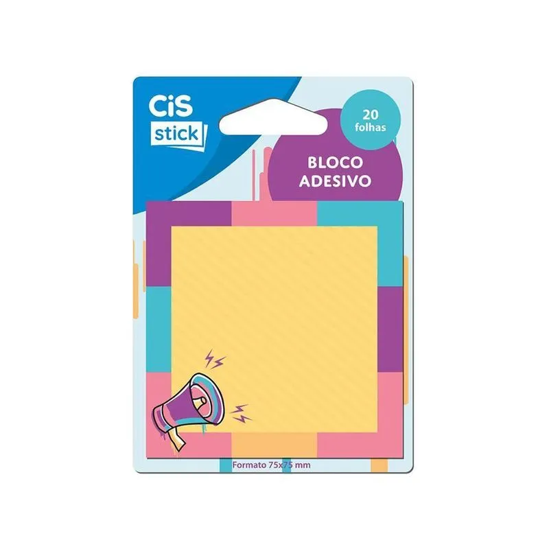 Bloco Adesivo Post-it 20fls Megafone Amarelo Cis Stick