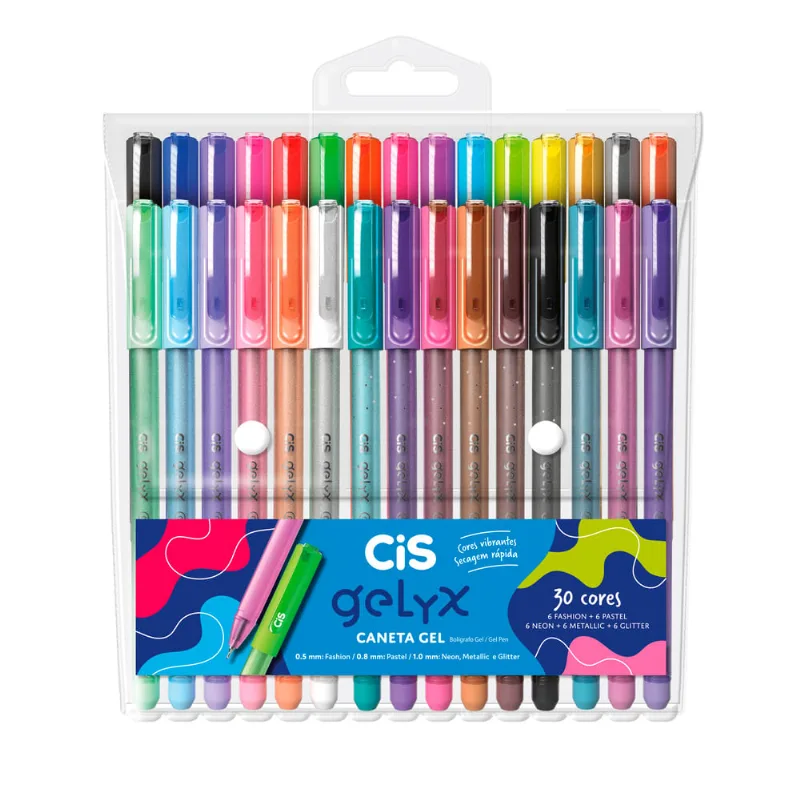 Caneta Gel Gelyx CIS 30 Cores Estojo