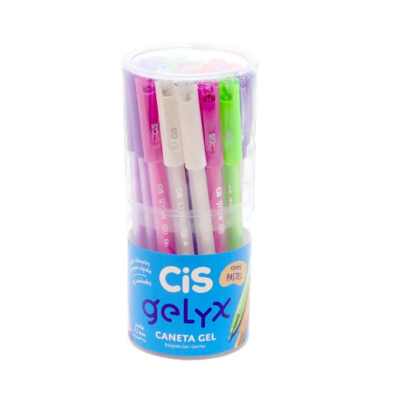 Pote Com 24 Canetas Gel Gelyx Cis Cores Pastel Vibrantes Material Escolar Volta As Aulas Estudante
