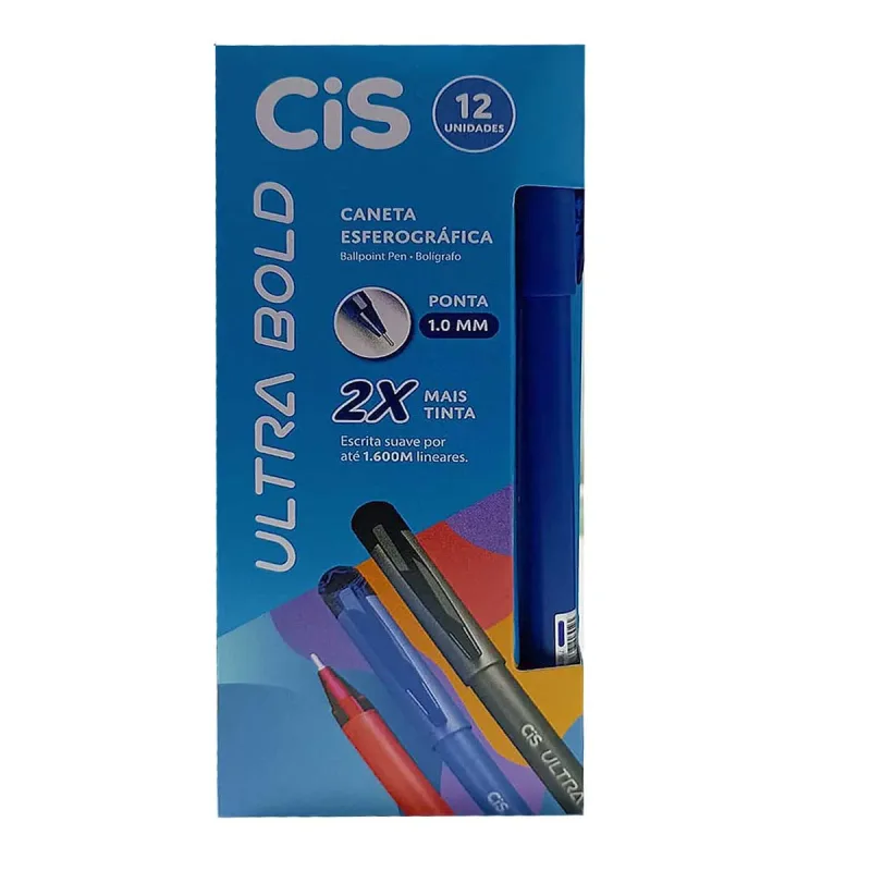 Caneta Ultra Bold Cis Azul 1.0mm com 12 Unidades Ref-5.7157