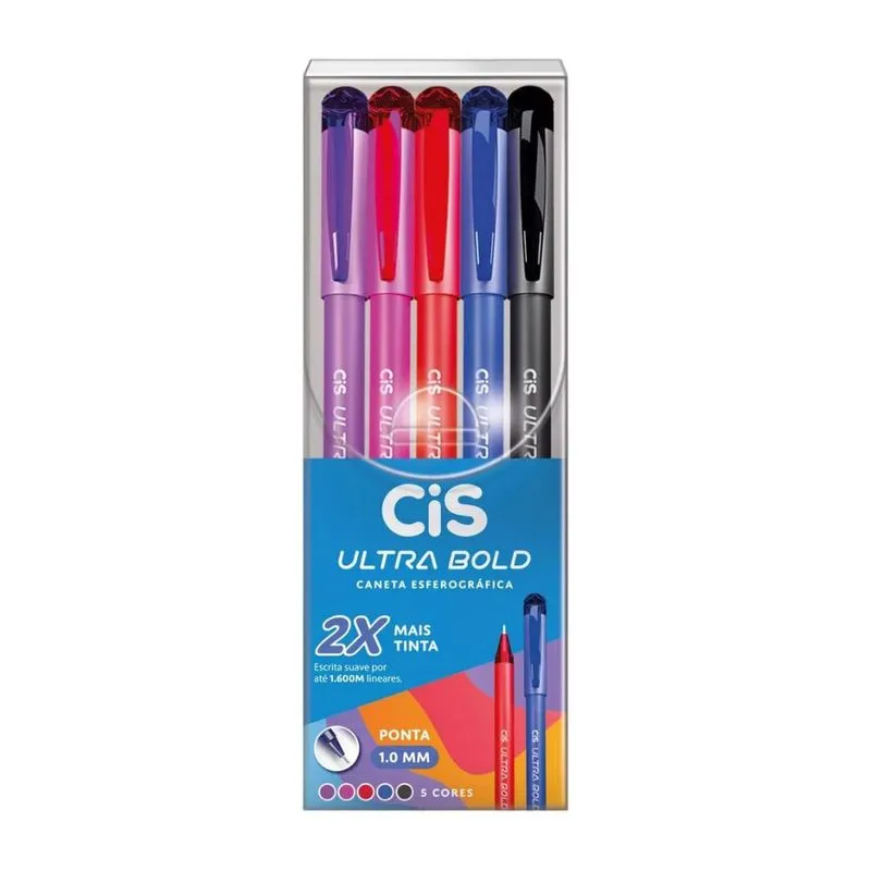 Caneta Esferográfica Ultra Bold 1.0mm Cores 7162 Cis - 5UN