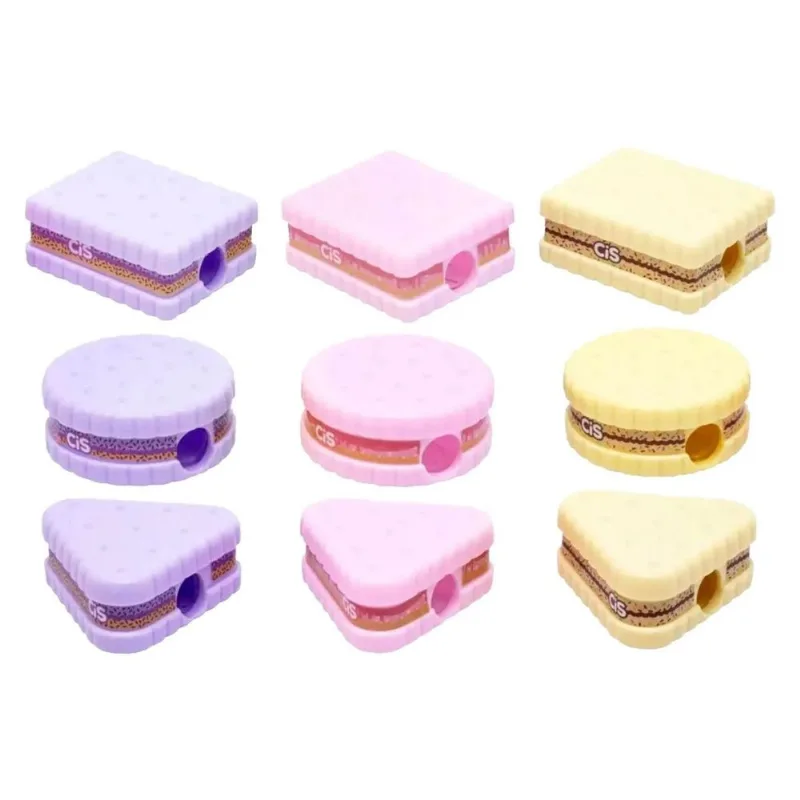 Apontador Escolar Biscoitos Cis Unitário Colorido Pastel Com Depósito Pastel Aluno Lápis Cor Fofo