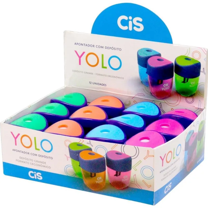 Apontador Com Deposito Cis Yolo 4 Cores Dp.c/12