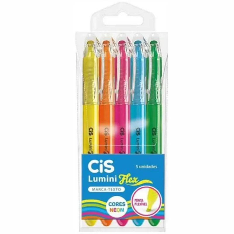 Marca Texto Lumini Flex Cores Neon com 05 Cores - Cis