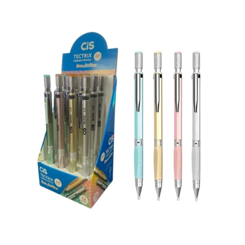 Caixa Com 12 Lapiseiras Técnicas 2.0 Cis Tectrix Cores Metal Material Escolart Volta As Aulas Traço